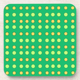 Porta-copo Decágonos Lime e Estrelas Amarelas em Verde