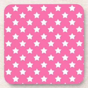 Porta-copo Decoração de padrão das estrelas brancas cor-de-ro