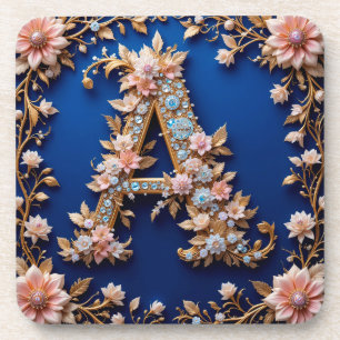 Porta-copo Decoração Floral Elegante com Acentos Dourados