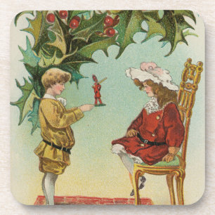 Porta-copo Desejo a você um Feliz Natal - cartão postal antig
