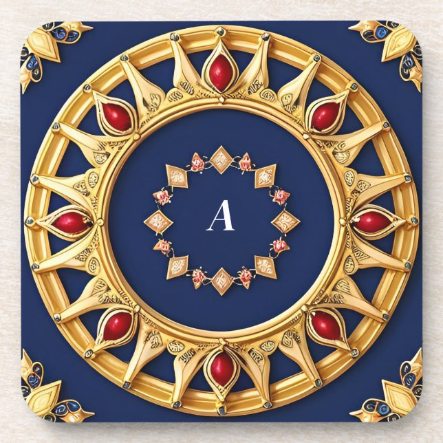 Porta-copo Desenho Circular Dourado (Frente)