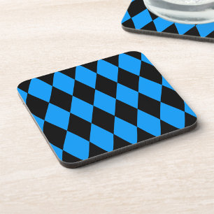 Porta-copo Desenho de Diamantes Harlequim Xadrez Preto Azul
