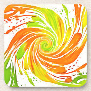 Porta-copo Desenho de Espiral Verde e Laranja