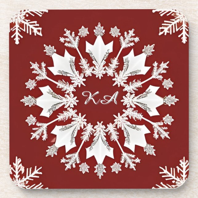 Porta-copo Desenho de Floco de Neve de Natal (Frente)