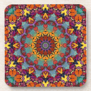Porta-copo Desenho de Mandala Geométrica Roxo Azul-64351