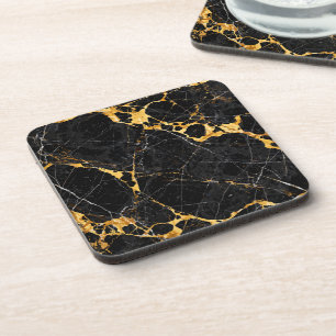 Porta-copo Desenho de Mármore Nero Portoro Luxo Preto Dourado