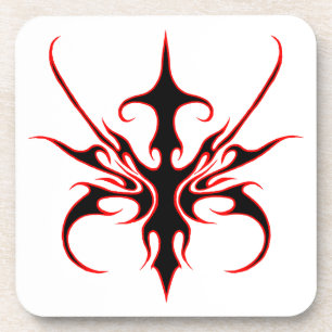 Porta-copo Desenho de Máscara Tribal - Preto e Vermelho