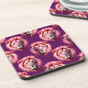 Porta-copo Desenho de padrão de animal de cabeça de leão rosa
