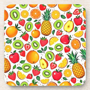 Porta-copo Desenho de Padrão de Frutas Coloridas