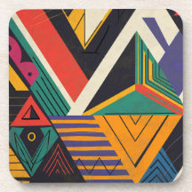 Desenho de triângulos em cores vibrantes com padrã