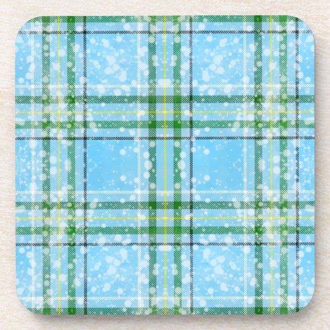 Porta-copo Desenho de Xadrez Escocês de Neve de Inverno  (Frente)