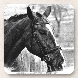 Porta-copo Desenho do Cavalo Branco Negro