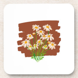 Porta-copo Desenho floral rústico em fundo marrom