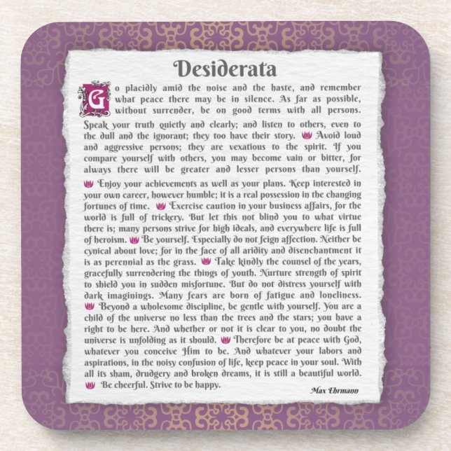 Porta-copo Desiderata - Coisas desejadas (Frente)