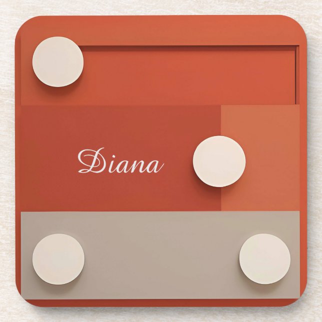 Porta-copo Design Abstrato Vermelho Com Formas Geométricas (Frente)