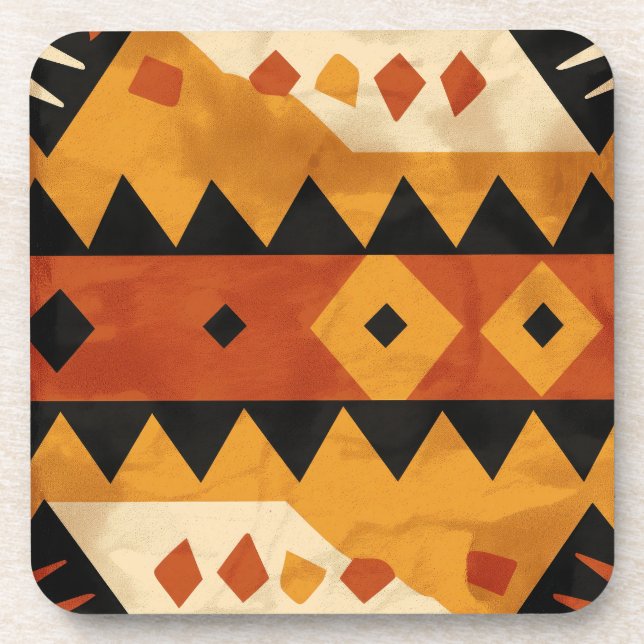 Porta-copo Design africano em castanho e preto (Frente)