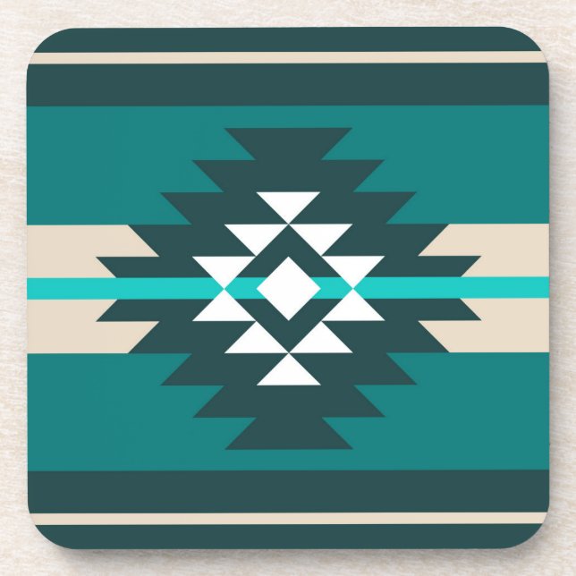 Porta-copo Design asteca de cor turquesa (Frente)