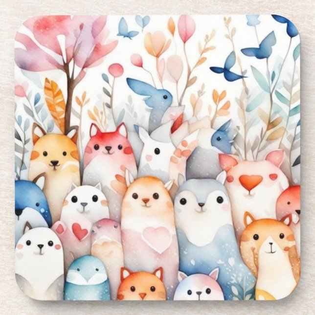 Porta-copo Design bonitinho de animais florais (Frente)