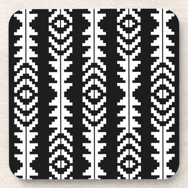 Porta-copo Design de Boho Geométrico preto e branco (Frente)
