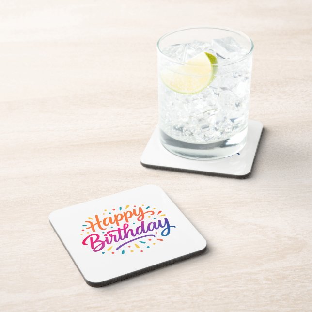 Porta-copo Design de Caligrafia de Aniversário Elegante (Lado Direito)