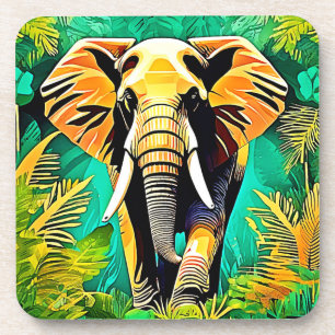 Porta-copo Design de Cena de Elefante da Selva Vibrante