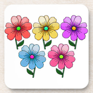 Porta-copo design de flores de 5 cores