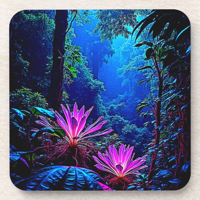 Porta-copo Design de Floresta Mística Glowing Jungle (Frente)