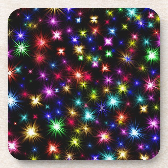 Porta-copo Design de Fogos de Artifício Estrelas Coloridas (Frente)