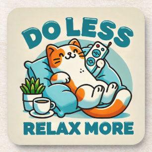 Porta-copo Design de gato relaxando com legenda promovendo re