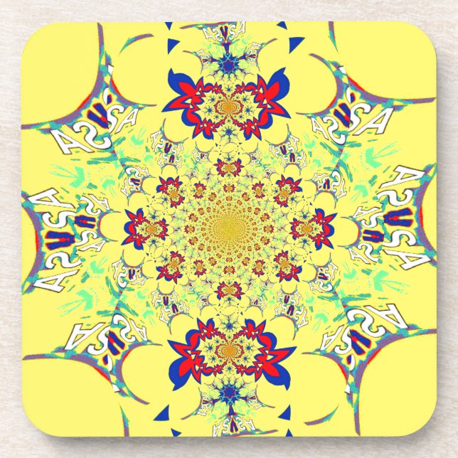 Porta-copo Design de Impressão de Arte com Damasco Brilhante  (Frente)