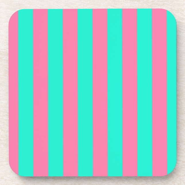 Porta-copo Design de Listras Verde Menta Rosa (Frente)