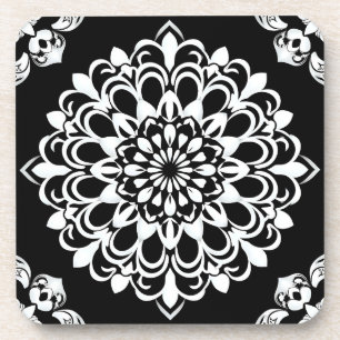 Porta-copo Design de Mandala Preto e Branco
