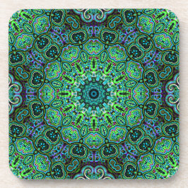 Porta-copo design de mandala verde esmeralda