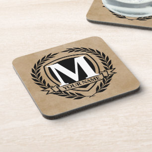 Porta-copo Design de Monograma Laurel para Pires de Bebida