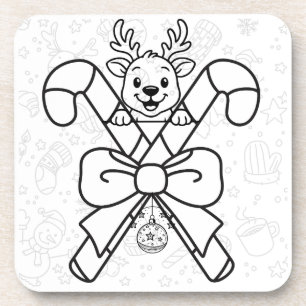 Porta-copo Design de Natal de Rena Fofa e Bastões de Doces