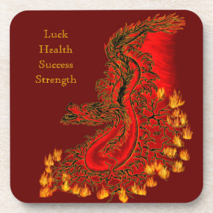 Porta-copo Design de ouro e vermelho do Dragão da China