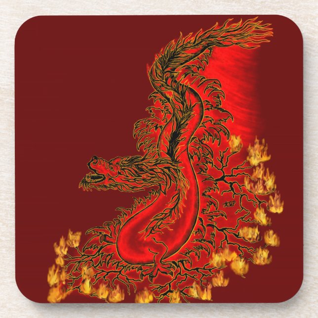 Porta-copo Design de ouro e vermelho do Dragão da China (Frente)