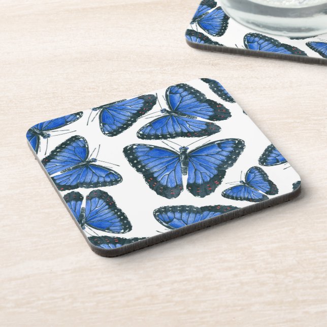 Porta-copo Design de padrão de borboleta morfo azul (Left Side)