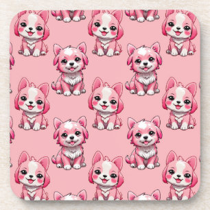 Porta-copo Design de padrão de cachorrinho rosa - Rosa