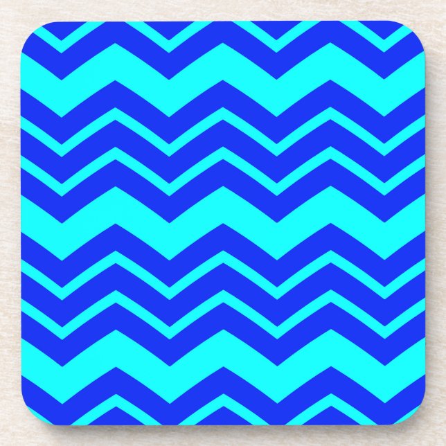 Porta-copo Design de Padrão Zig Zag Chevron Azul (Frente)