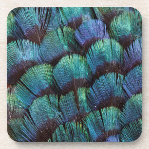 Porta-copo Design de penas de faisão verde-azul