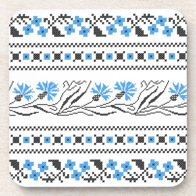 Porta-copo Design de ponto transversal de Cornflower azul (Frente)