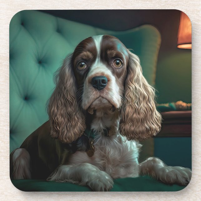 Porta-copo Design de retrato clássico de Cocker Spaniel elega (Frente)