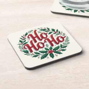 Porta-copo Design de Tipografia de Grinalda de Natal Ho Ho Ho