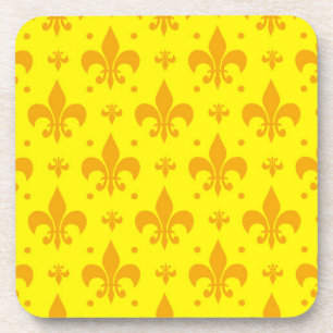 Porta-copo Design do padrão Fleur-de-lis amarelo