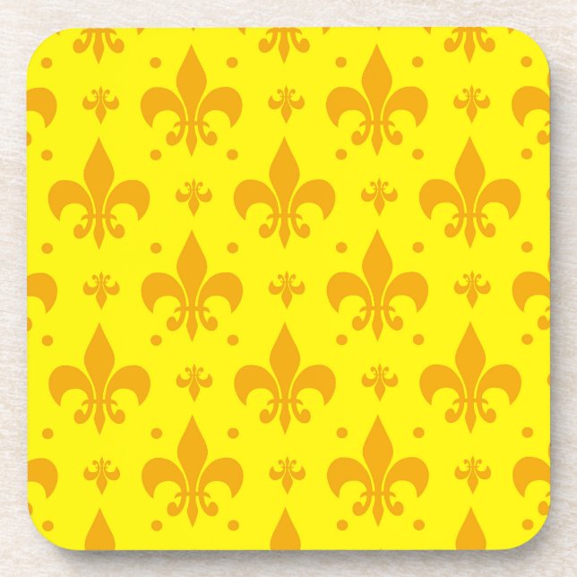 Porta-copo Design do padrão Fleur-de-lis amarelo (Frente)