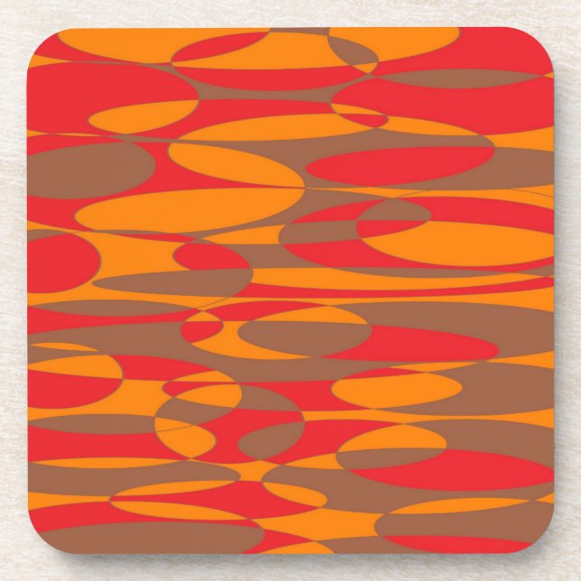 Porta-copo Design elíptico laranja, vermelho e castanho (Frente)