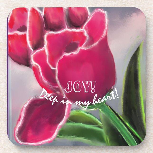 Porta-copo Design Floral de Presente, Personalizar Tipografia (Frente)