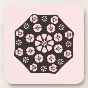 Porta-copo Design Floral Preto/Rosa