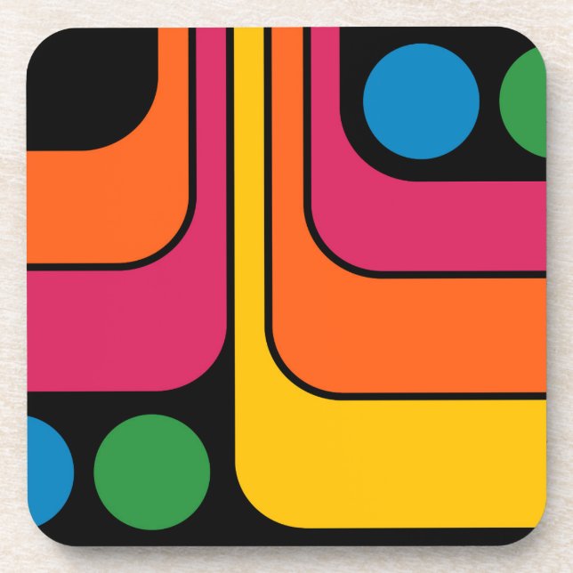 Porta-copo Design Geométrico Estilo Retro Mod Anos 70 (Frente)